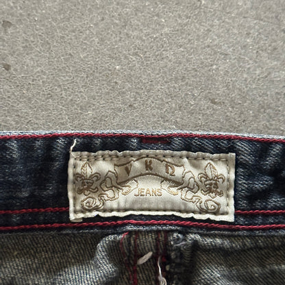 VKN Contrast Stitched Jeans Embellished Red Cross Y2K 00's - 30