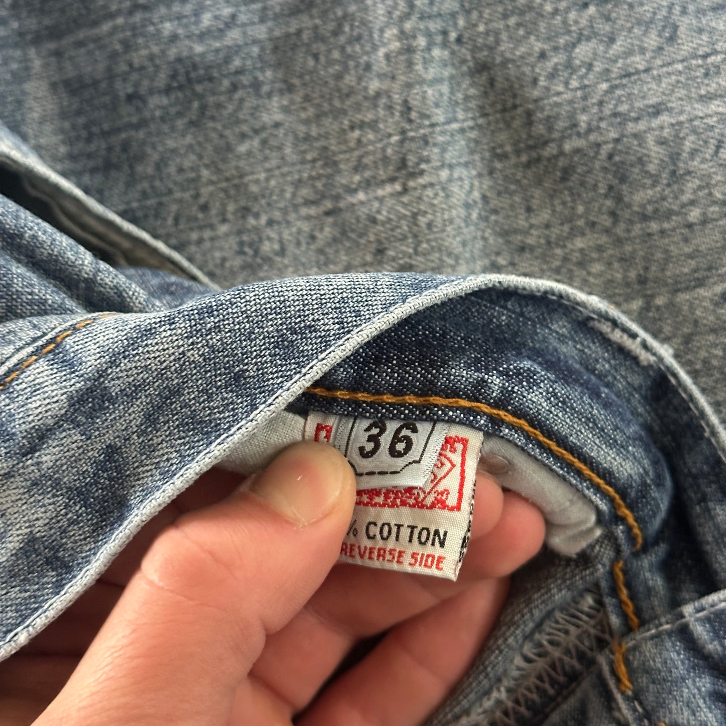 Evisu Genes Embroidered Logo Baggy Hip Hop Skater Jean Shorts 90's - 34