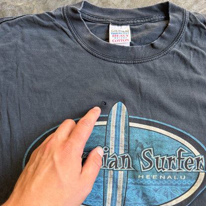 Hawaiian Surfer Longboard Graphic Faded Shirt 00's - XL