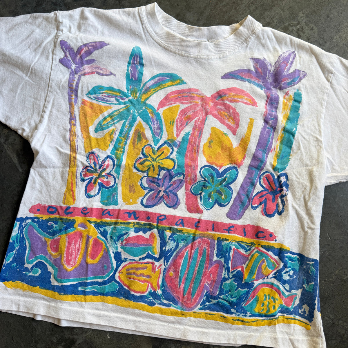Ocean Pacific Art AOP Cropped Graphic Shirt 80's - Womens S