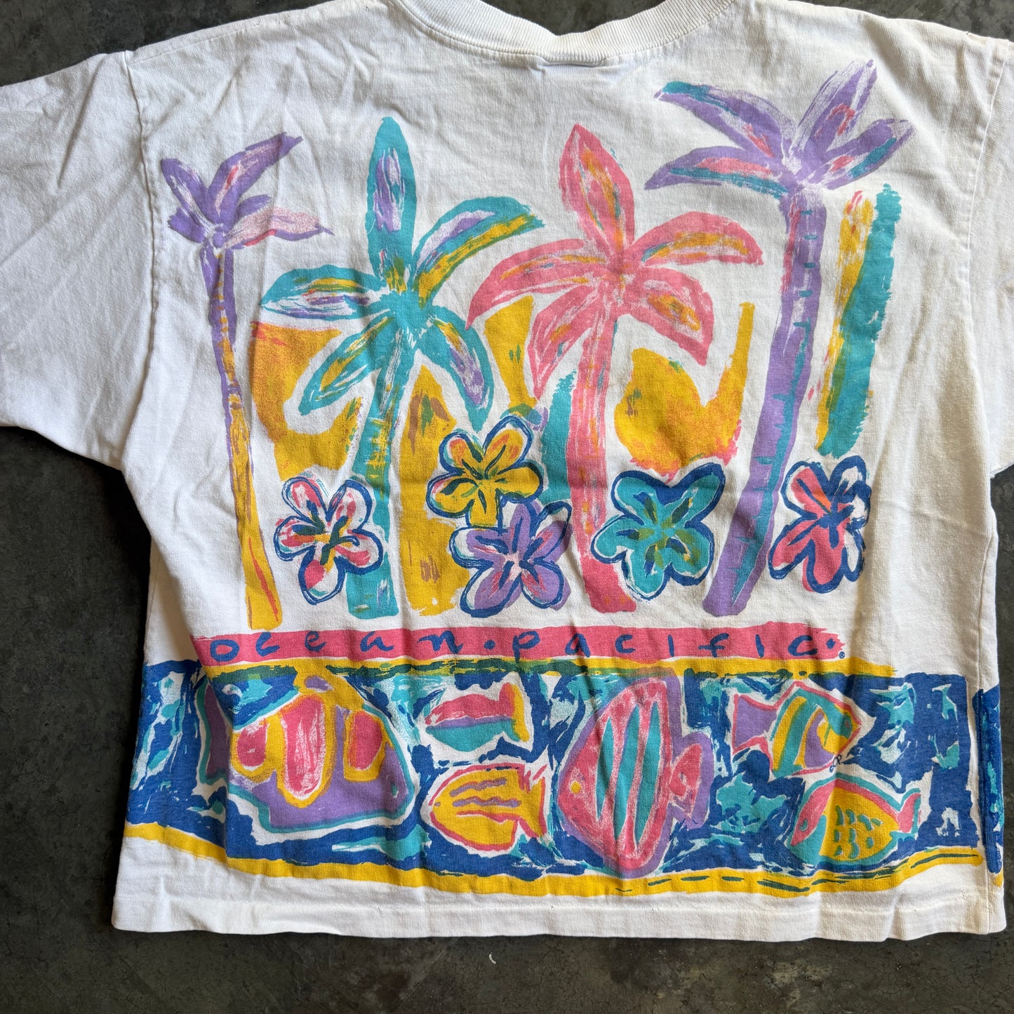 Ocean Pacific Art AOP Cropped Graphic Shirt 80's - Womens S
