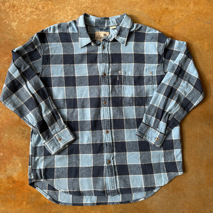 Levis SilverTab Plaid Check Blue Long Sleeve Flannel Shirt