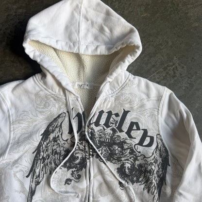 Hurley AOP Y2K Hooded Full Zip Jacket Sherpa Lined 00's - Womens L