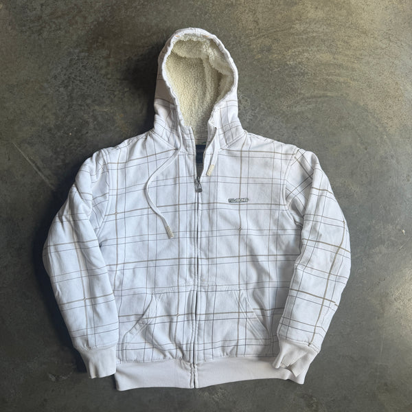 Billabong Sherpa Lined Plaid Striped Heavyweight Jacket Coat 00's - M