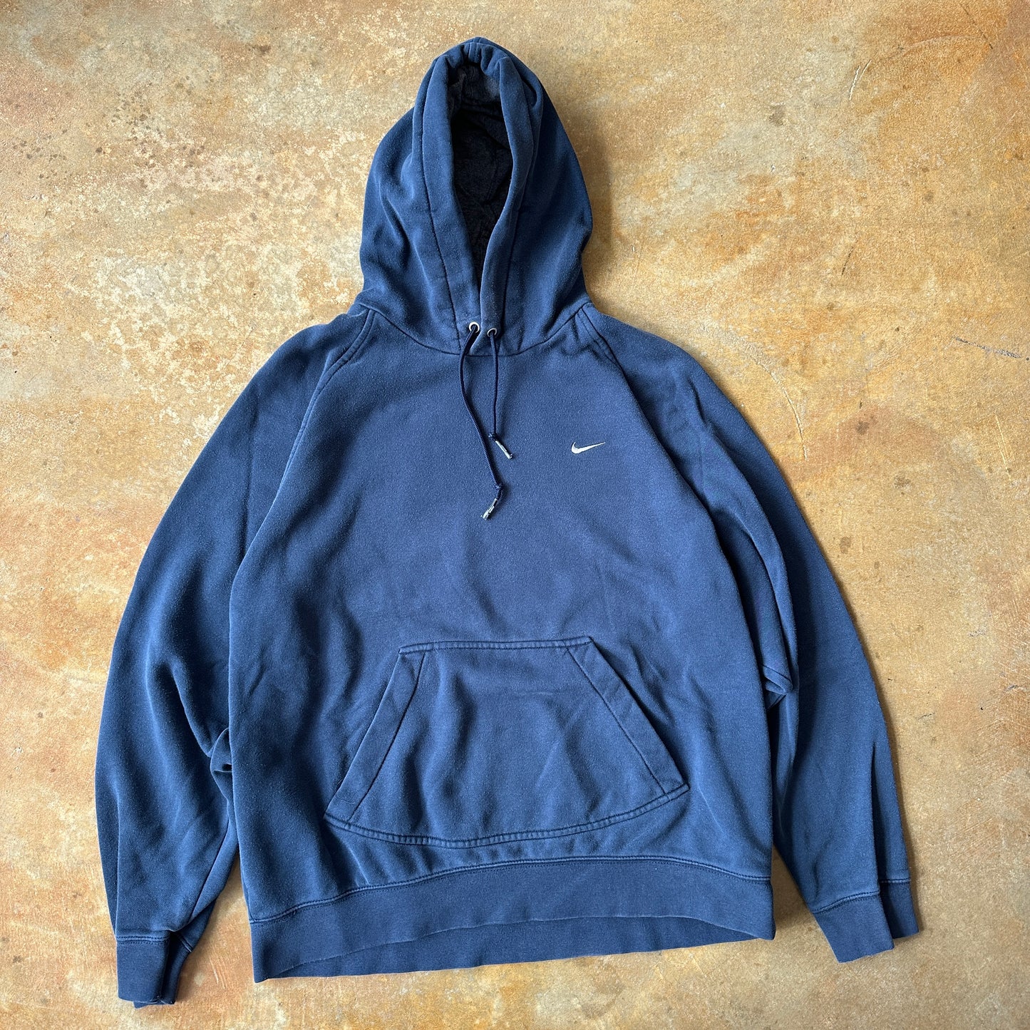 Nike Hoodie Sweatshirt Mini Swoosh Faded Blue Gray Tag 00's - L