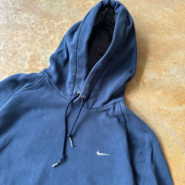 Nike Hoodie Sweatshirt Mini Swoosh Faded Blue Gray Tag 00's - L hover