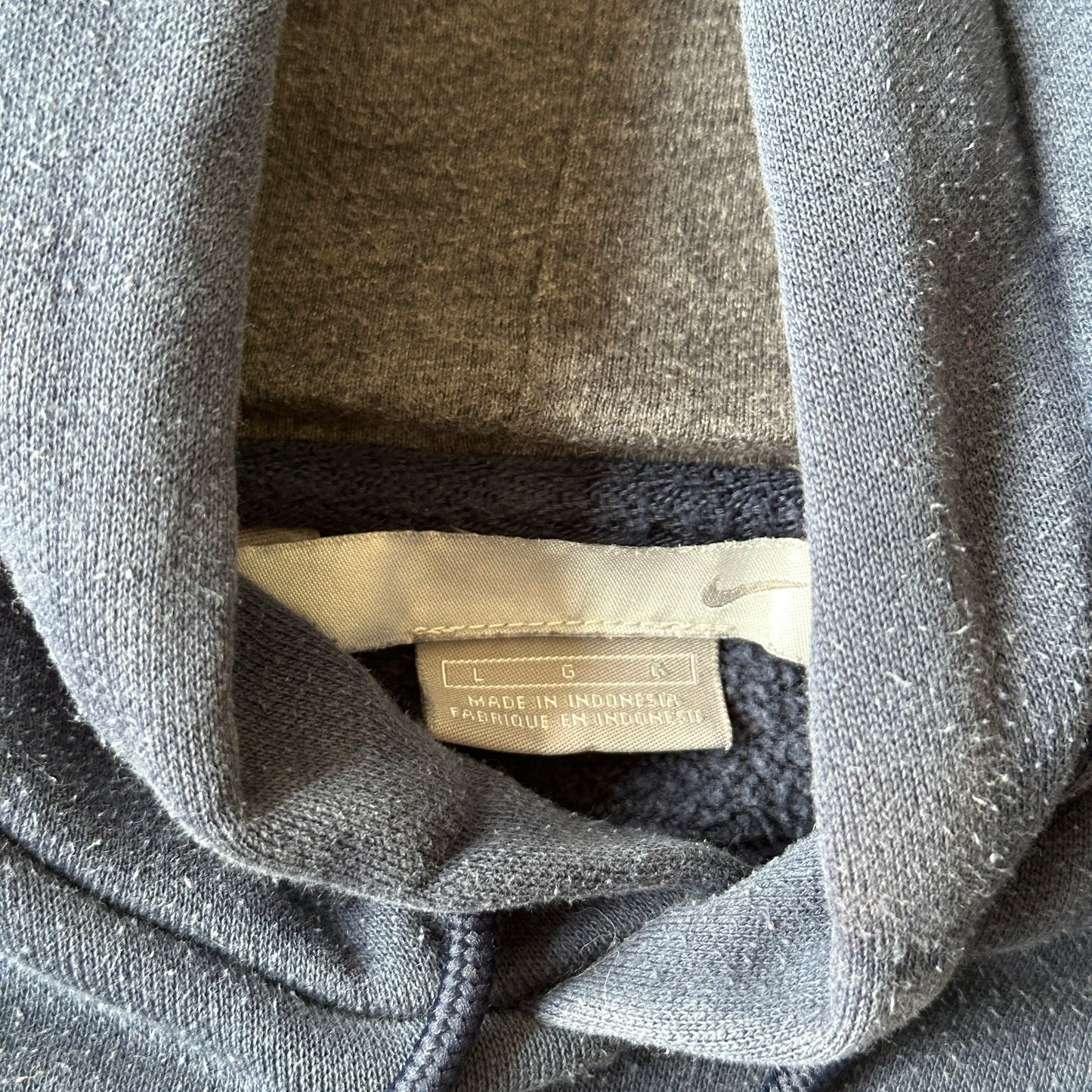 Nike Hoodie Sweatshirt Mini Swoosh Faded Blue Gray Tag 00's - L