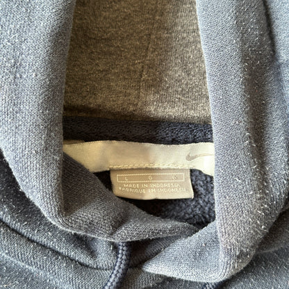 Nike Hoodie Sweatshirt Mini Swoosh Faded Blue Gray Tag 00's - L