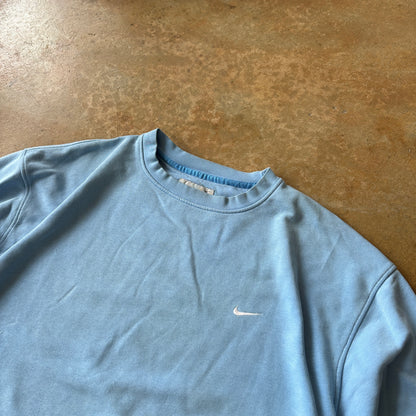Nike Light Blue Crewneck Oversized Sweatshirt Silver Tag 00's - XL