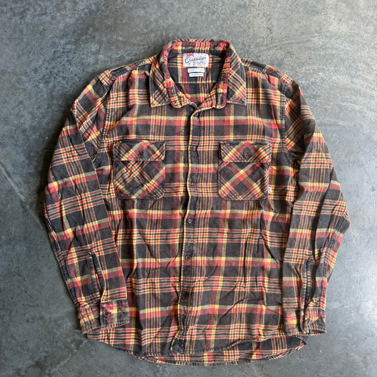 Quiksilver Flannel Soft Plaid Surf Button Up Shirt 00's - L