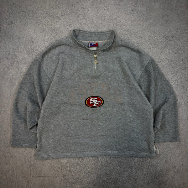 Pro Player San Francisco 49ers Gray 1/4 Zip Boxy Fit Sweatshirt Pullover 00's - 2XL
