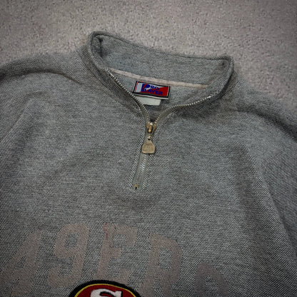 Pro Player San Francisco 49ers Gray 1/4 Zip Boxy Fit Sweatshirt Pullover 00's - 2XL