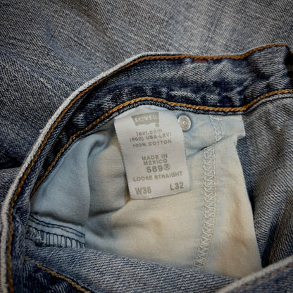 Levis 569 Baggy Skater Distressed Jeans Medium Wash 00's - 34