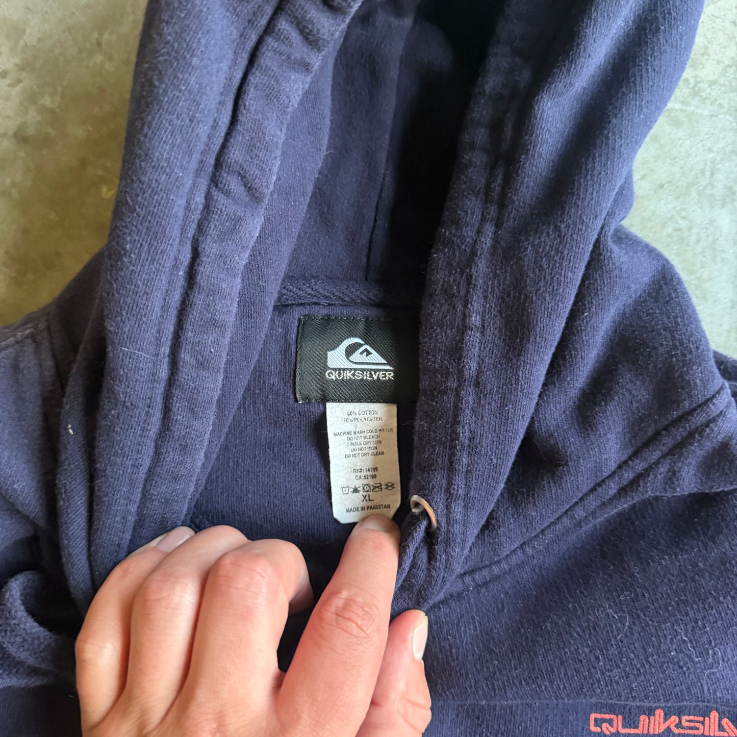 Quiksilver Sleeve Spellout Oversized Hoodie 00's - XL