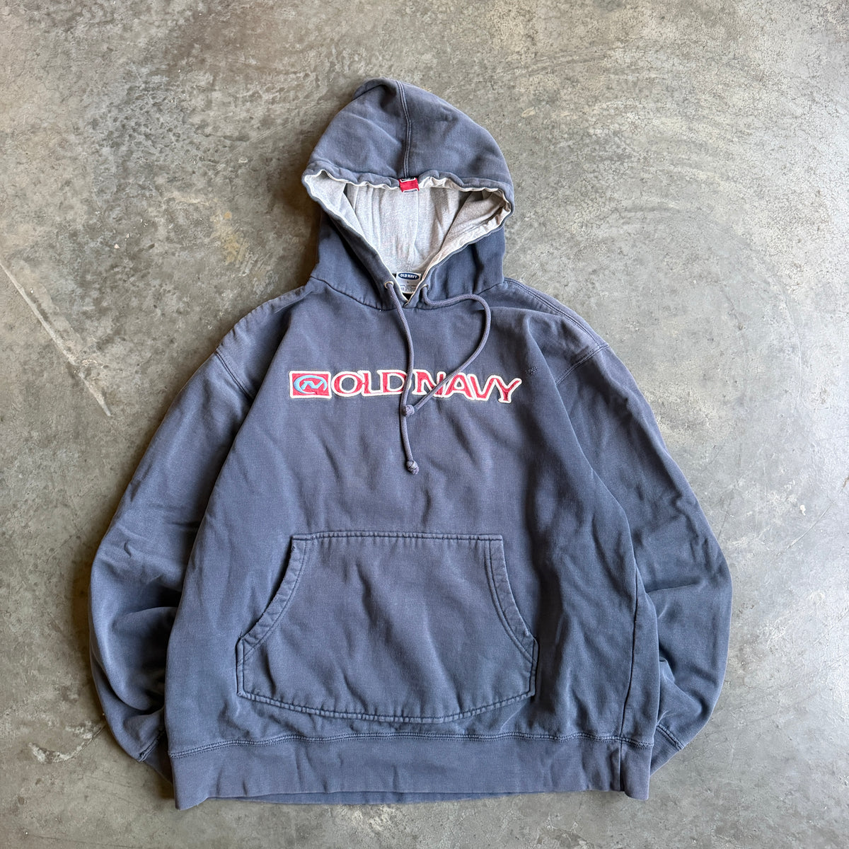 Old Navy Surf Embroidered Hoodie Sweatshirt Faded 90's - L