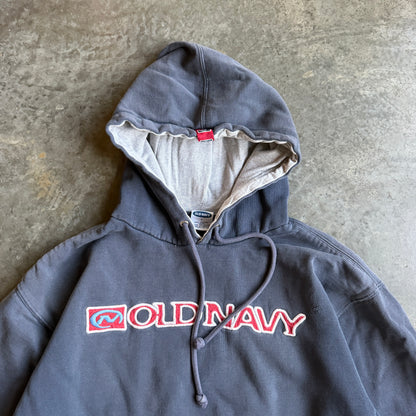 Old Navy Surf Embroidered Hoodie Sweatshirt Faded 90's - L