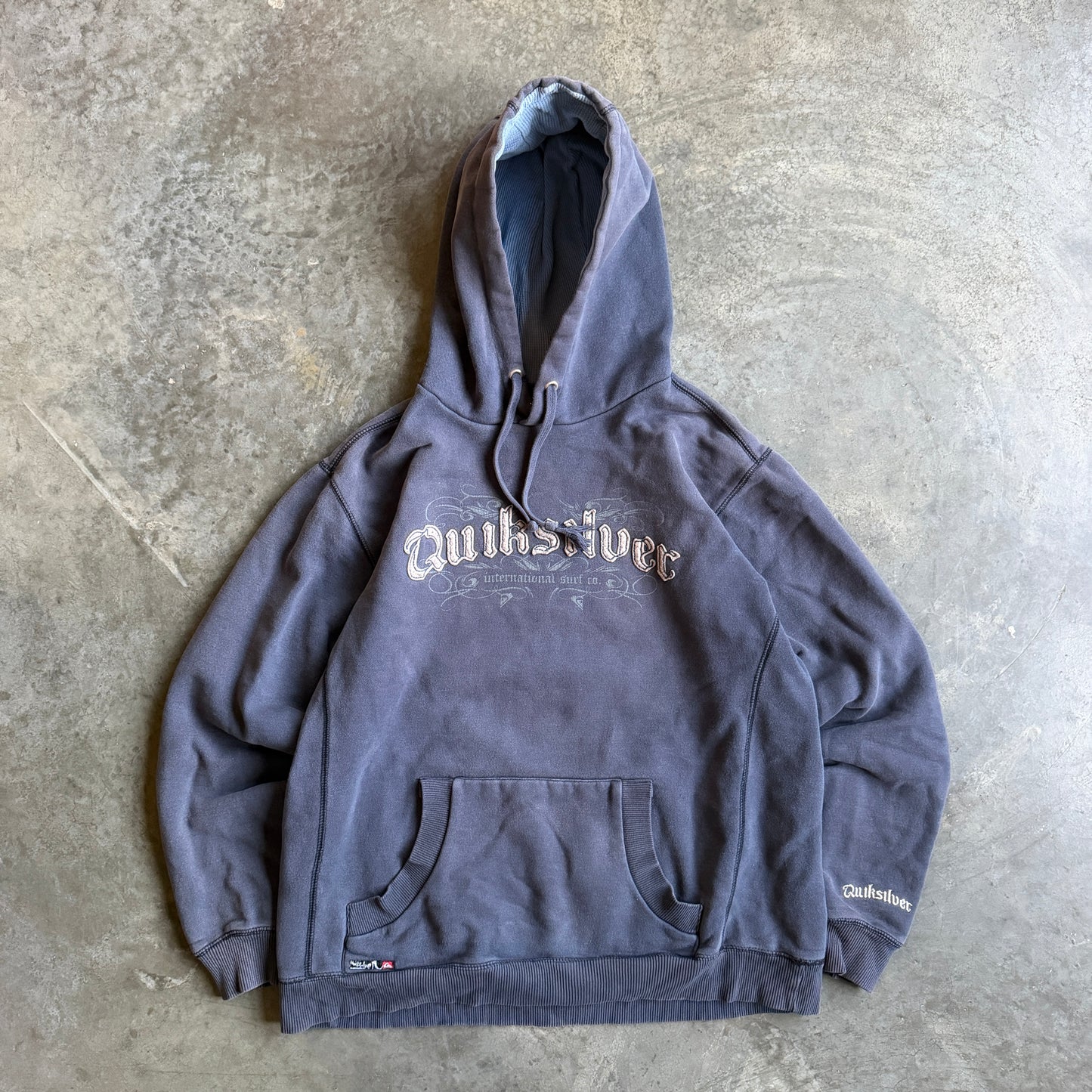 Quiksilver Two Tone Thermal Lined Hoodie Faded Sweatshirt Tri Hit 00's - L