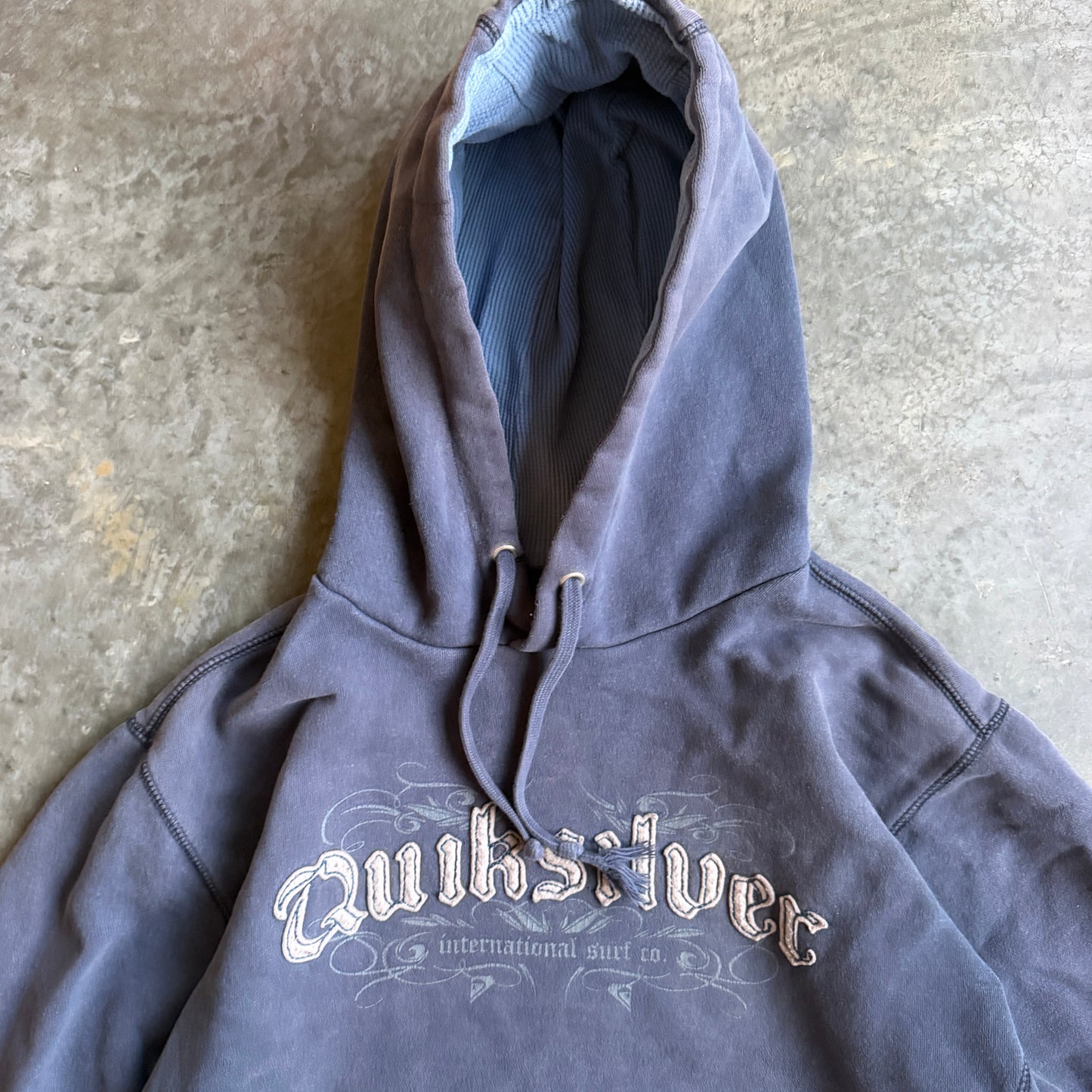 Quiksilver Two Tone Thermal Lined Hoodie Faded Sweatshirt Tri Hit 00's - L