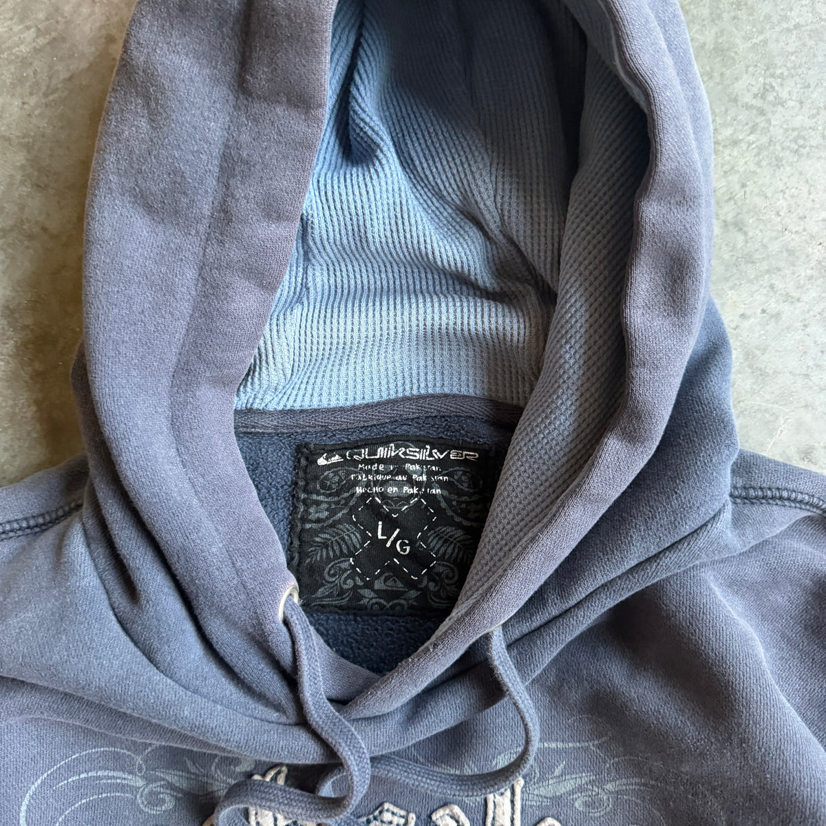 Quiksilver Two Tone Thermal Lined Hoodie Faded Sweatshirt Tri Hit 00's - L