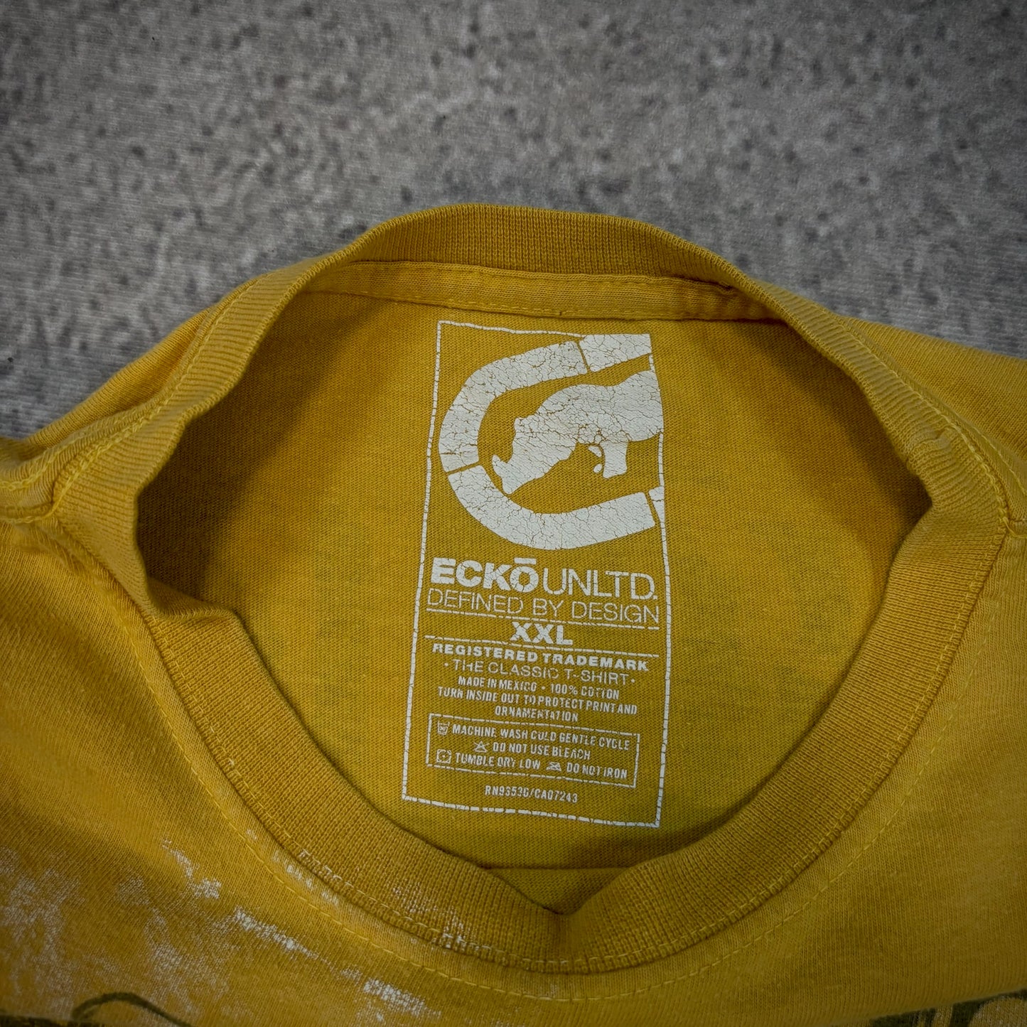 Ecko Unltd Yellow Classic Skull Y2K Style Skater Shirt 00's - 2XL