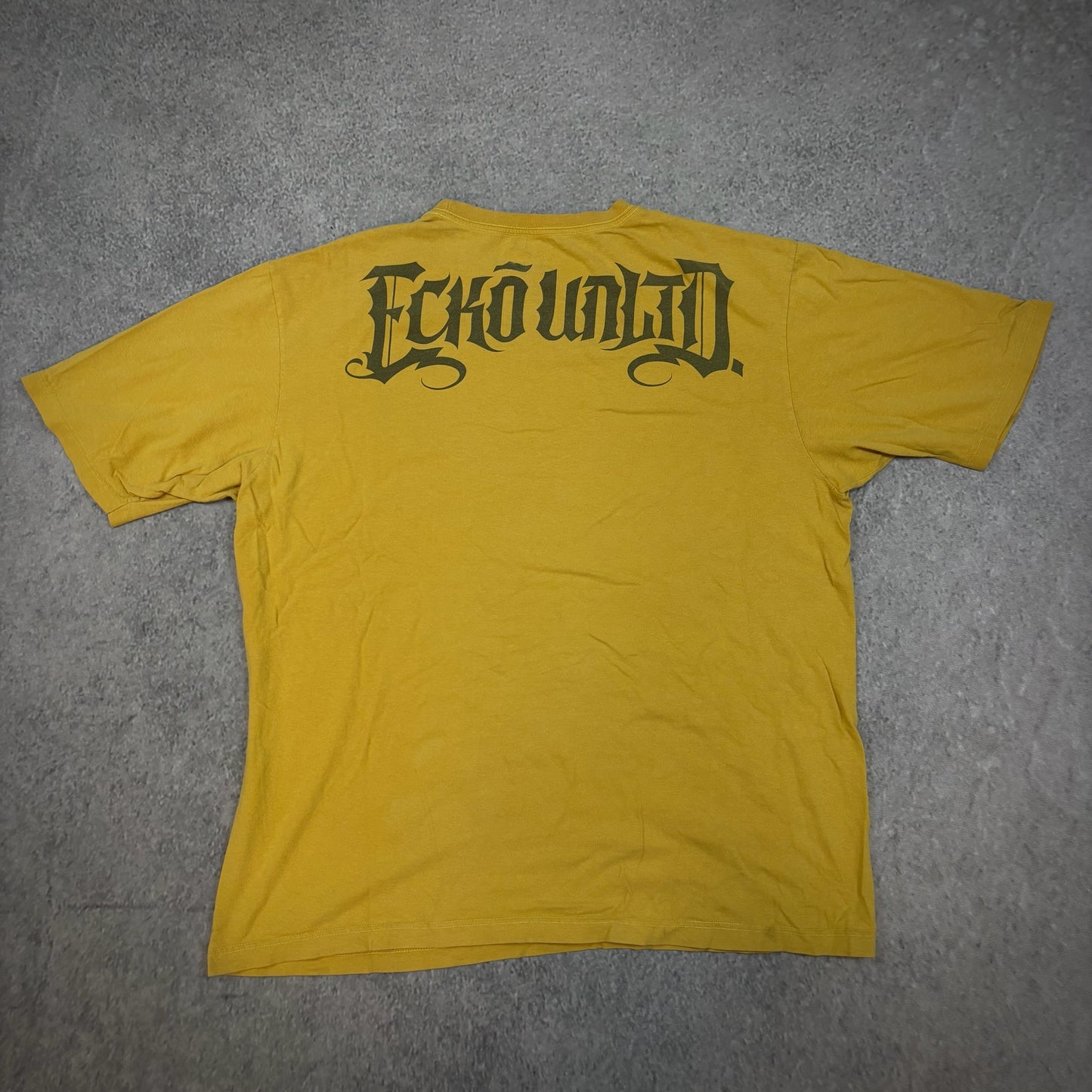 Ecko Unltd Yellow Classic Skull Y2K Style Skater Shirt 00's - 2XL