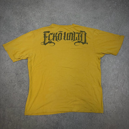 Ecko Unltd Yellow Classic Skull Y2K Style Skater Shirt 00's - 2XL