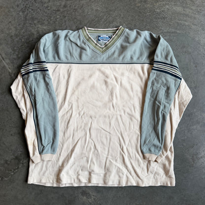 Point Zero Two Tone Stripe Sweatshirt Pullover 90's - XL