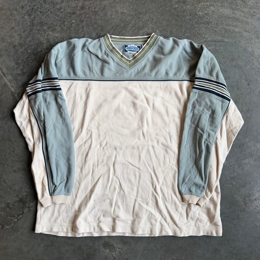 Point Zero Two Tone Stripe Sweatshirt Pullover 90's - XL