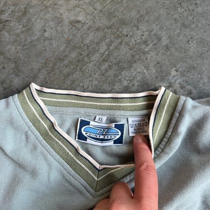 Point Zero Two Tone Stripe Sweatshirt Pullover 90's - XL