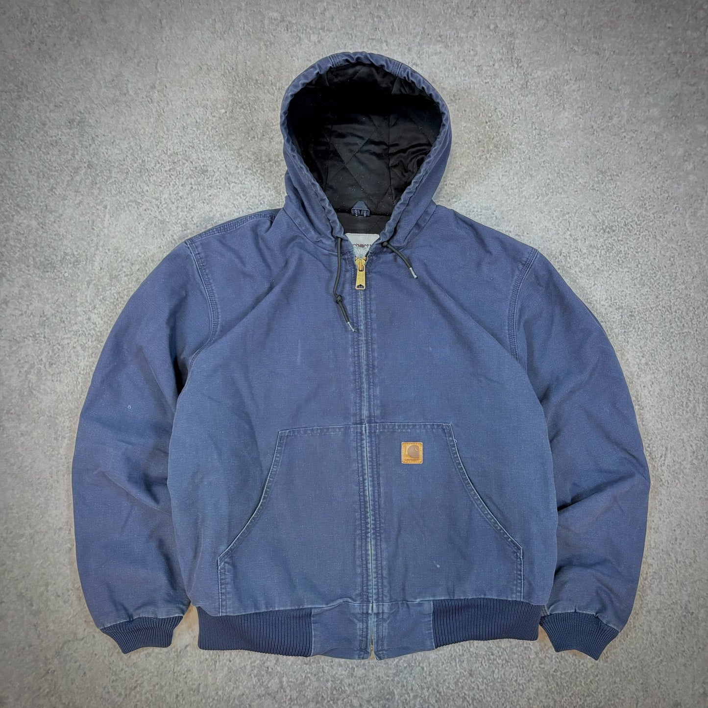 Carhartt Navy Blue Insulated Workwear Hooded Jacket 376-20 00's - L