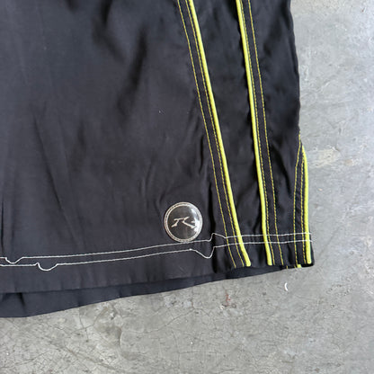 Rusty Black Green Side Panel Stripe Board Shorts 90's - 34