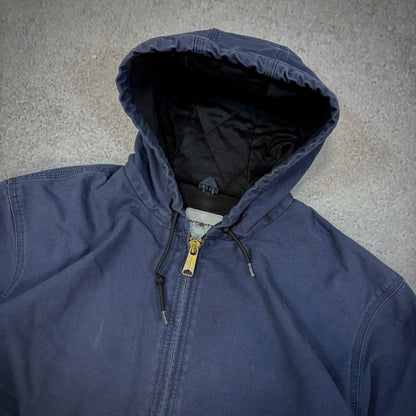 Carhartt Navy Blue Insulated Workwear Hooded Jacket 376-20 00's - L
