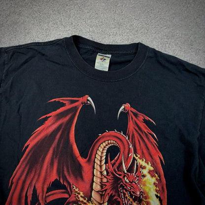 Dragon Fire Breathing Graphic Faded T Shirt 00's - M