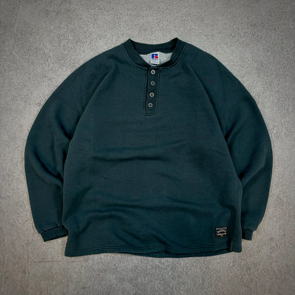 Russell Athletic Blank 4 Button Henley Heavyweight Shirt 90's - XL