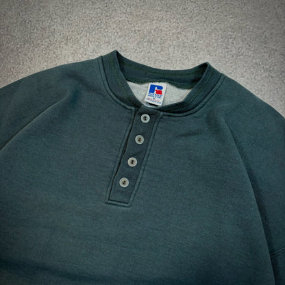 Russell Athletic Blank 4 Button Henley Heavyweight Shirt 90's - XL