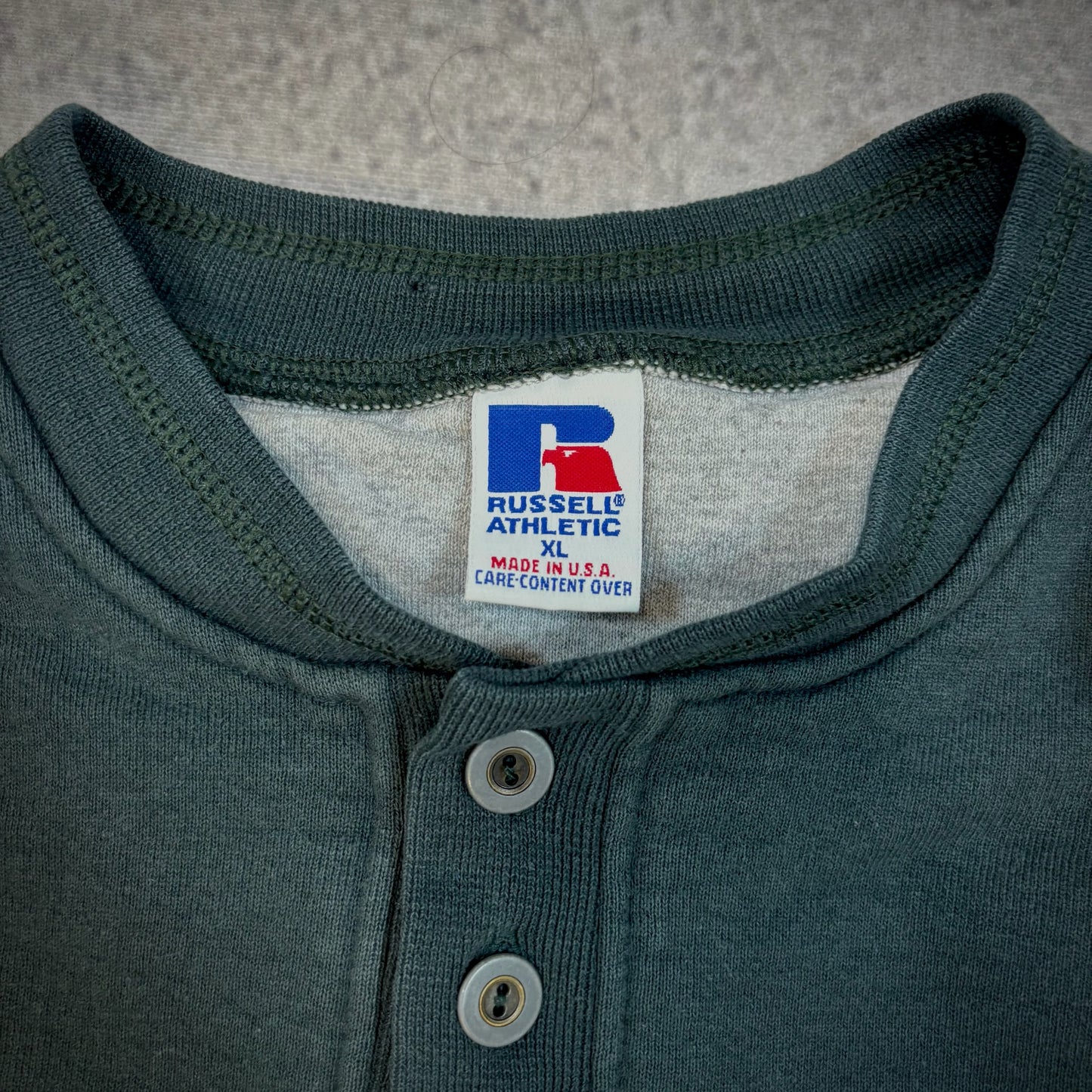 Russell Athletic Blank 4 Button Henley Heavyweight Shirt 90's - XL