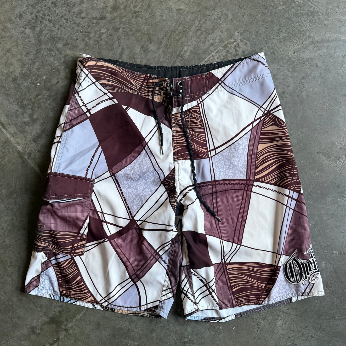 O'Neill Plaid Pattern Big Logo Panel Board Shorts - 34