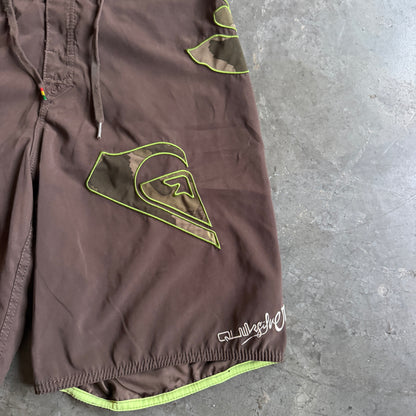 Quiksilver Leaf Graphic Embroidered Spellout Board Shorts - 32