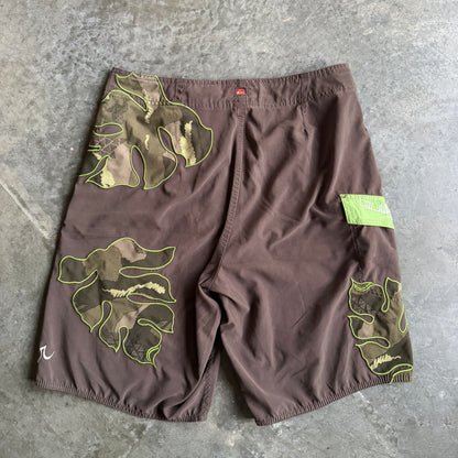 Quiksilver Leaf Graphic Embroidered Spellout Board Shorts - 32