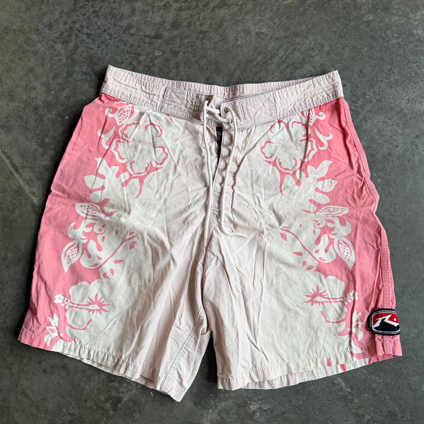 Rusty Floral Graphic Pink White Board Shorts 90's - 30