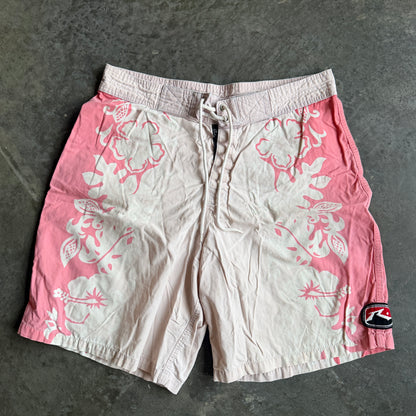 Rusty Floral Graphic Pink White Board Shorts 90's - 30