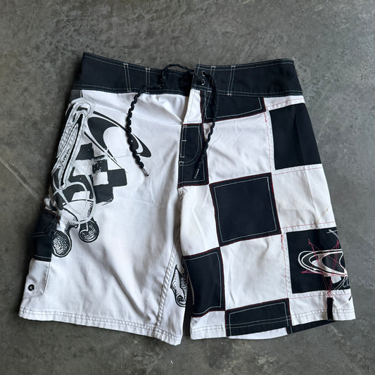 O'neill Plaid Side Panel Big Logo Spellout Board Shorts - 32