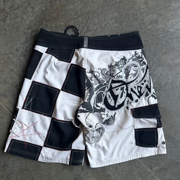 O'neill Plaid Side Panel Big Logo Spellout Board Shorts - 32 hover