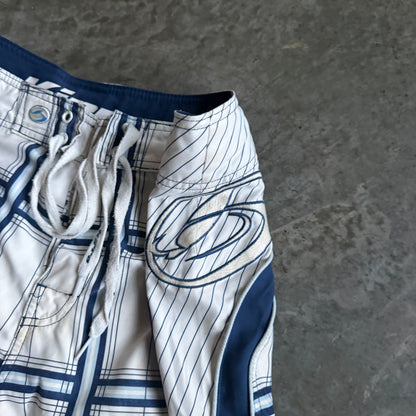 Kirra Plaid Side Panel Big Logo Embroidered Board Shorts - 32
