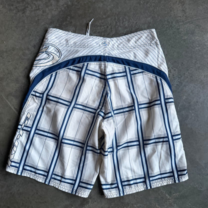 Kirra Plaid Side Panel Big Logo Embroidered Board Shorts - 32