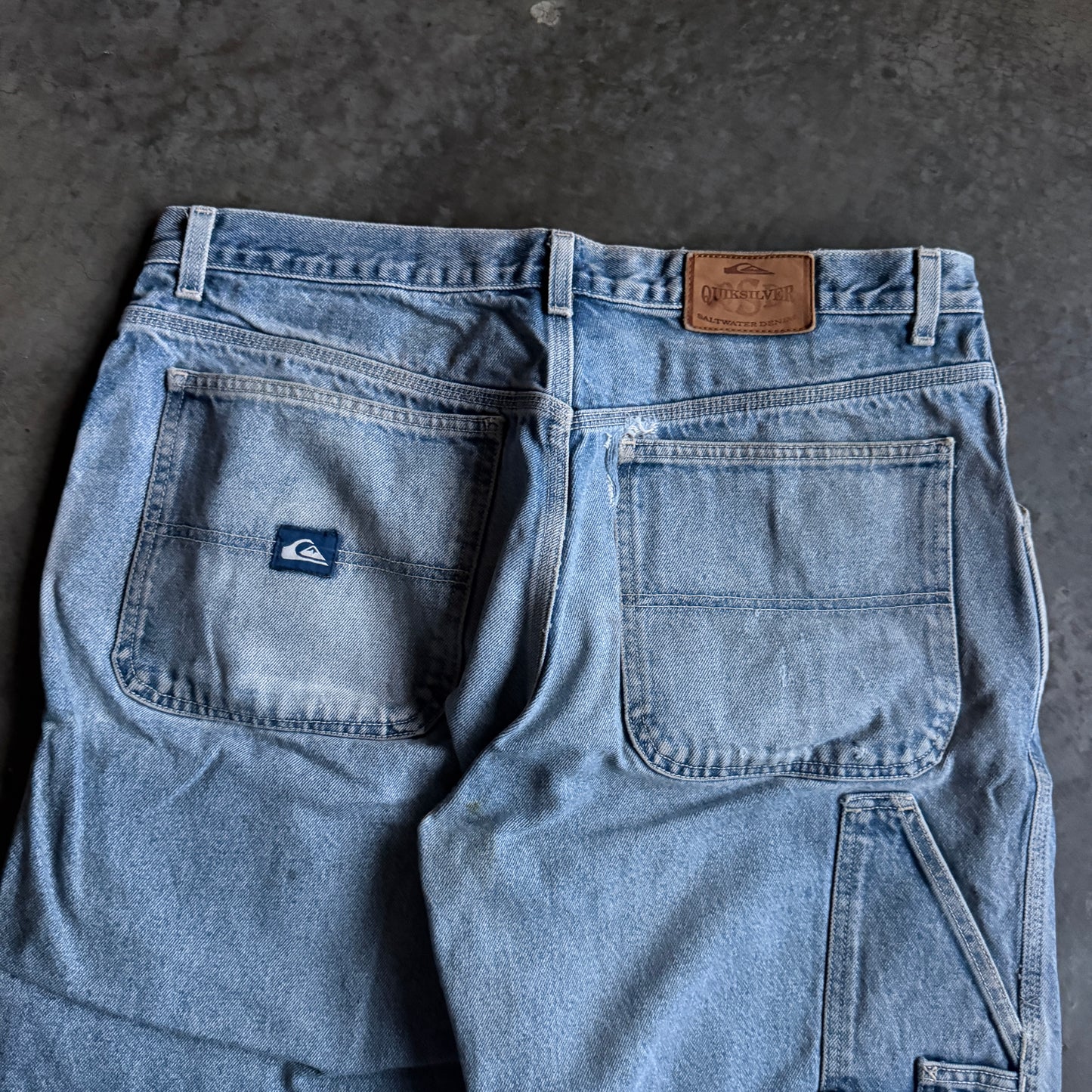 Quiksilver Saltwater Denim QSD Carpenter Light Wash Baggy Jeans 90's - 36
