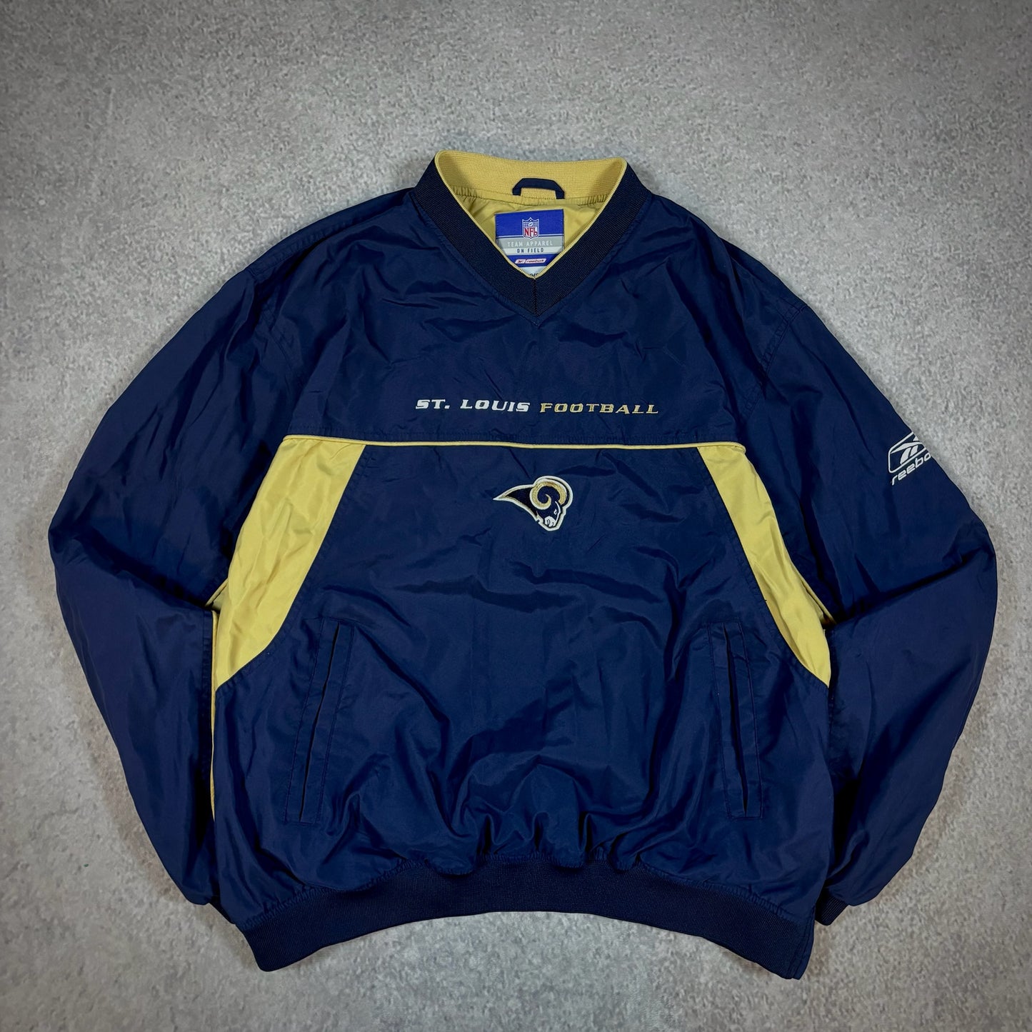 St. Louis Rams Reebok On Field Windbreaker Pullover Jacket 00's - L