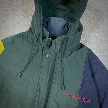 Nautica Colorblock Reversible Hooded Jacket 90's - XL