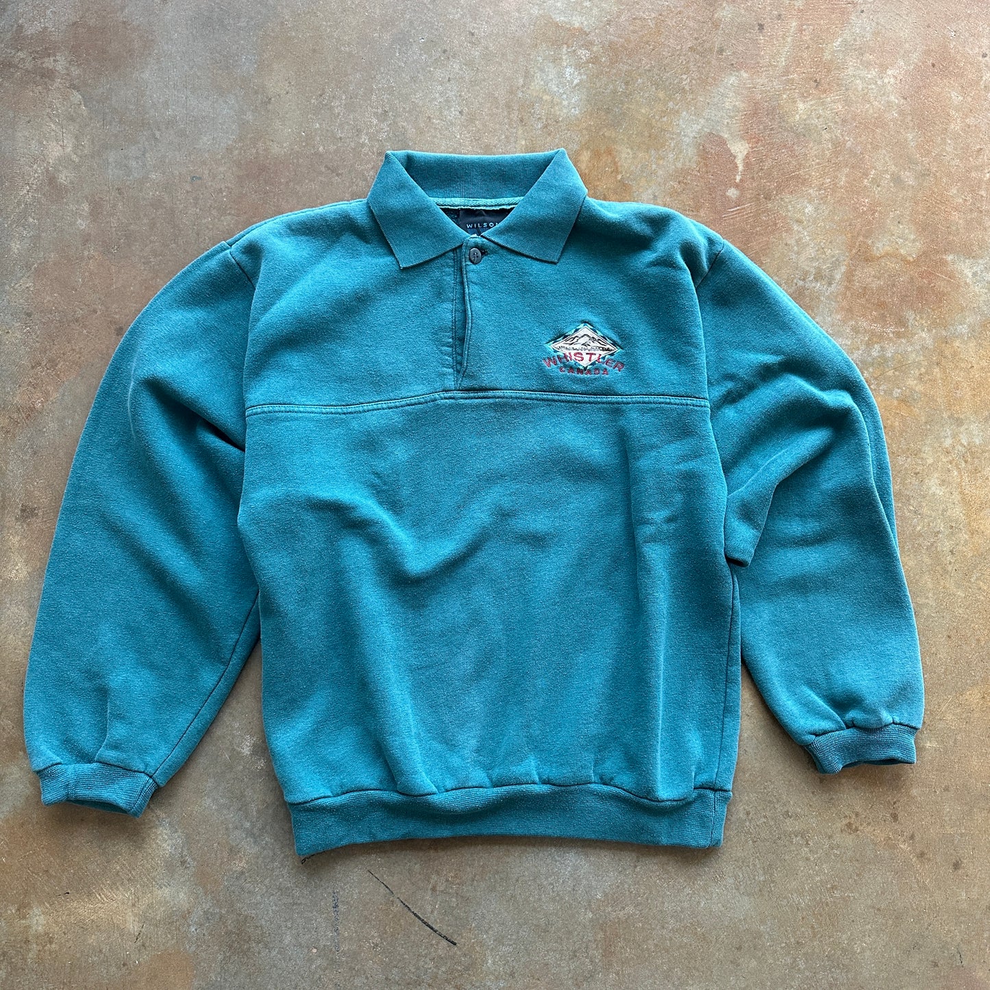 Wilson Sport Whistler Canada Embroidered Teal Sweatshirt 90's - S