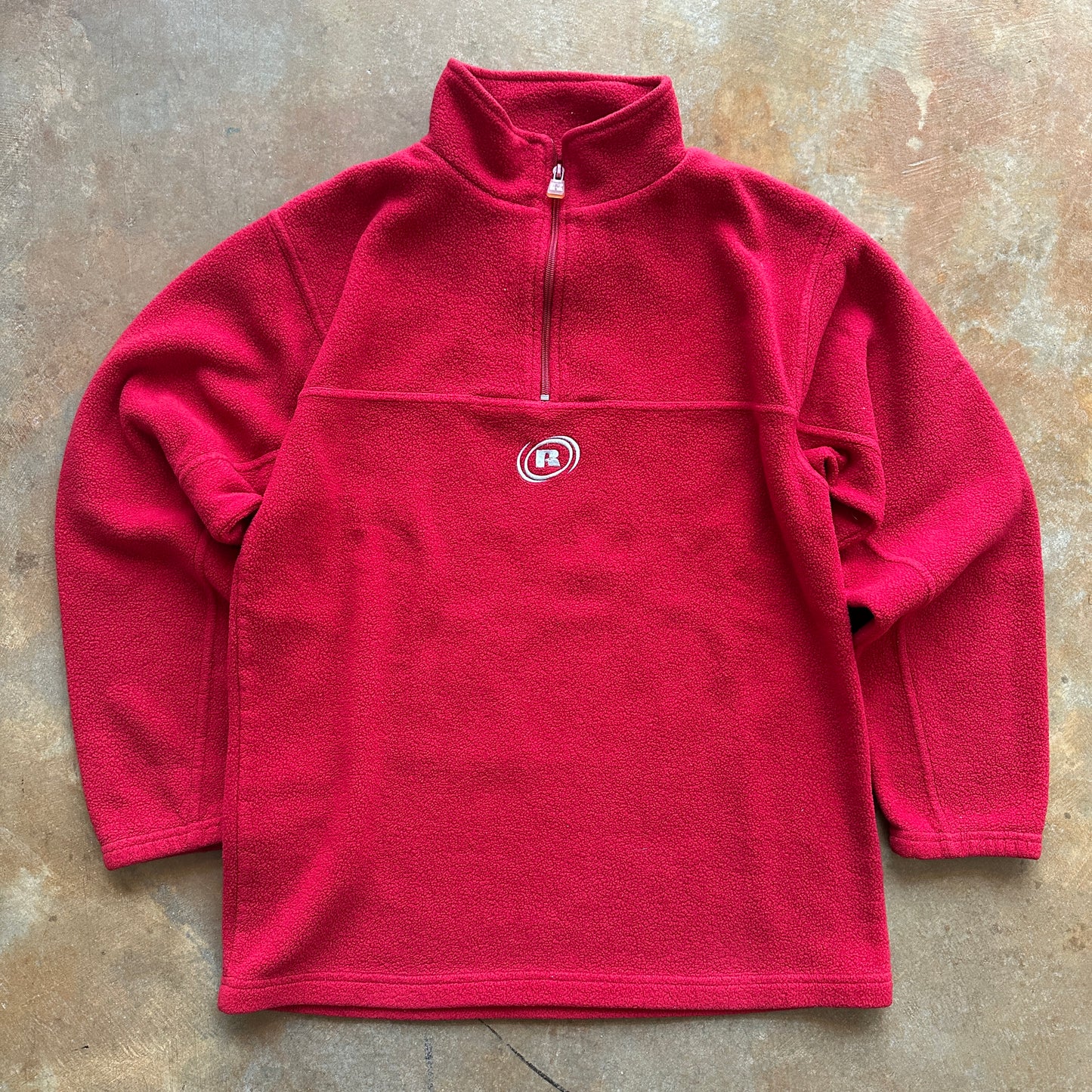 Russell Athletic Center Logo Embroidered Quarter Zip Fleece Sweatshirt 90's - S